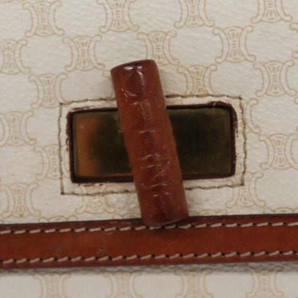 CELINE Macadam Canvas Hand Bag PVC Leather 2way White - Picture 8 of 16